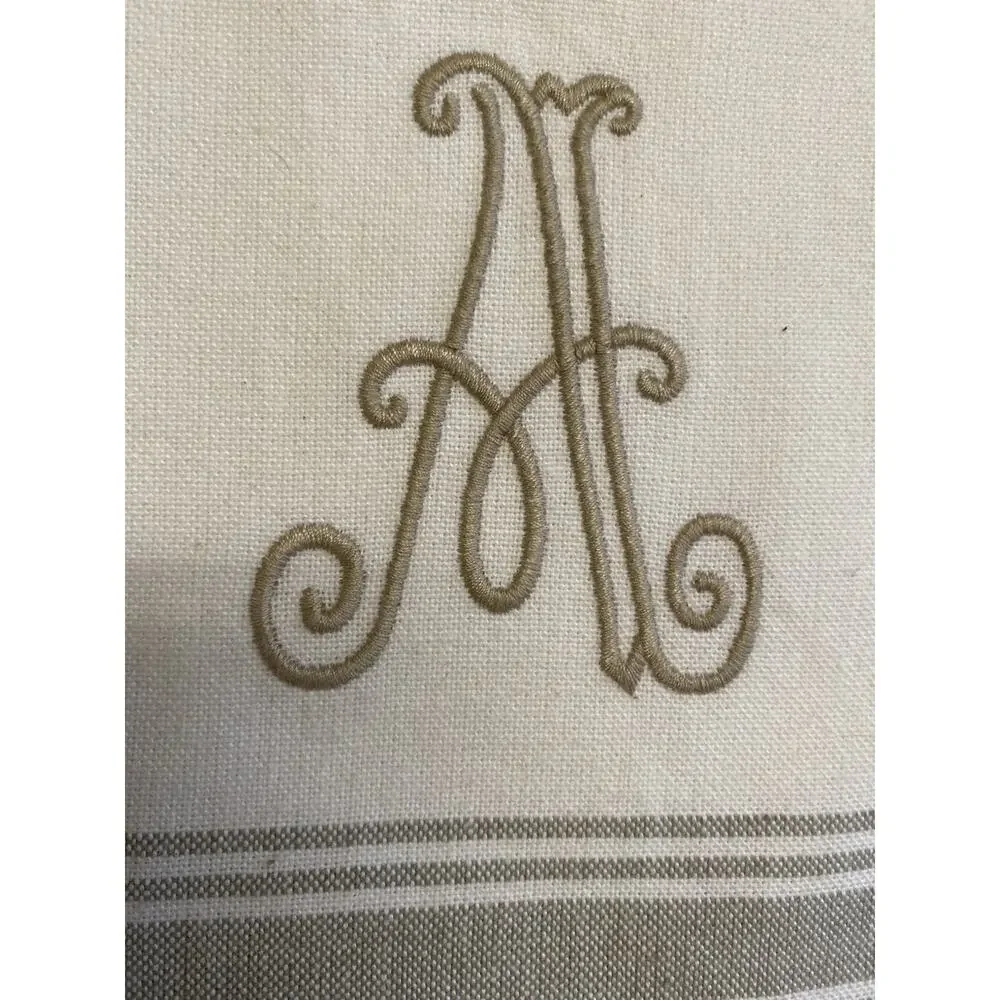 Turkish Cotton Kitchen Hand Towel Monogram‎ Embroidered Letter A Neutral